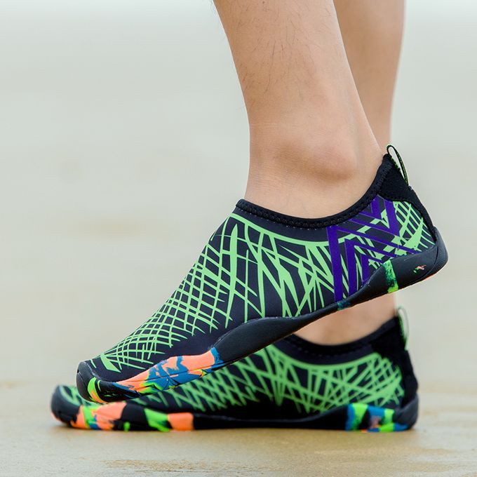Big Size Water Shoes Beach Diving Yoga Shoes-Black Green