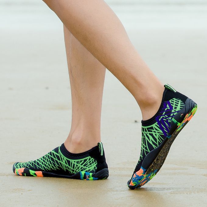 Big Size Water Shoes Beach Diving Yoga Shoes-Black Green