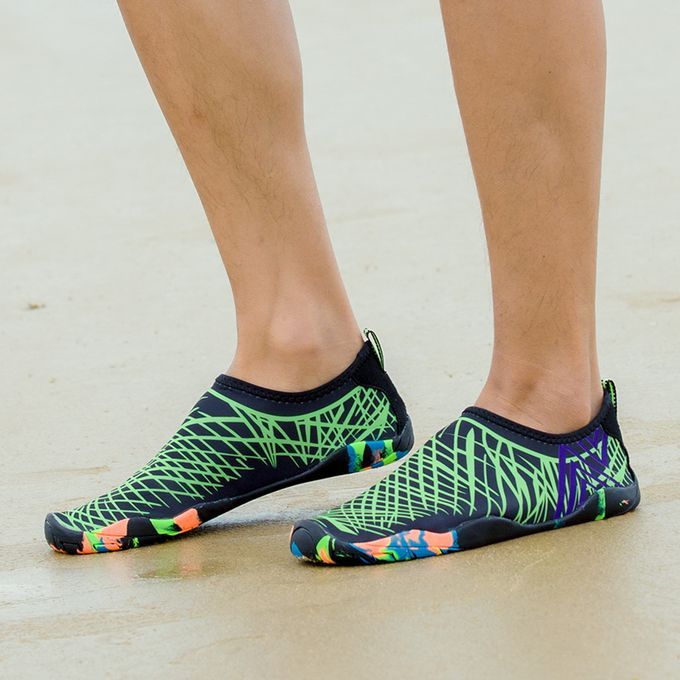 Big Size Water Shoes Beach Diving Yoga Shoes-Black Green