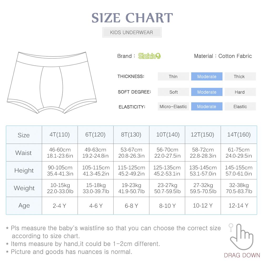 4 Pcs/lot Kids Underwear Boxer Briefs Panties