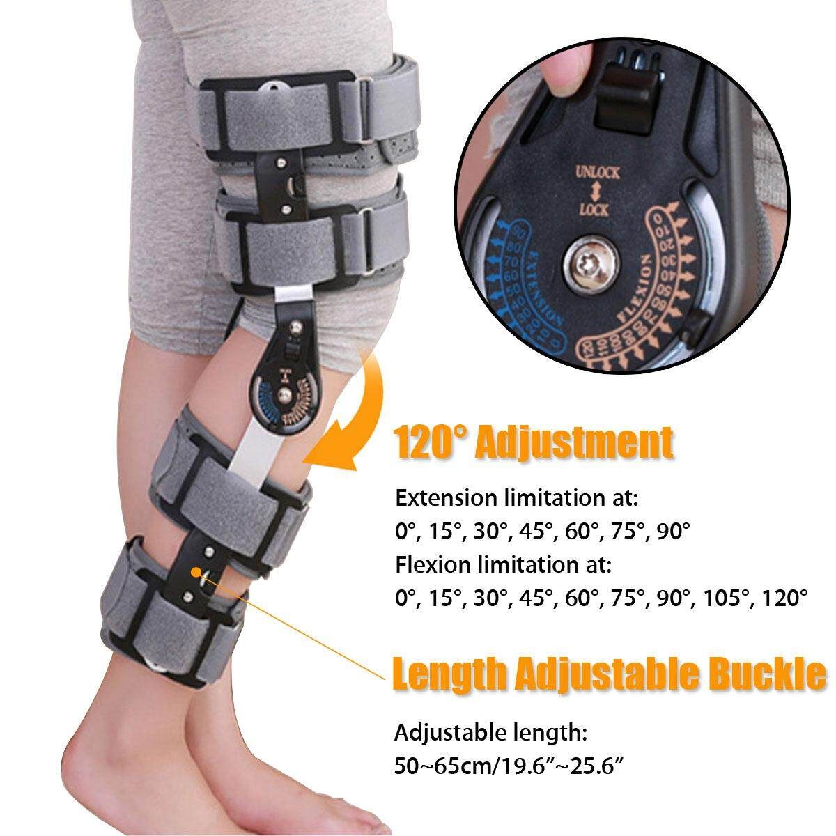 T-Scope ROM Post Op Knee Brace Adjustable Hinged Leg Patella Tendon NHS