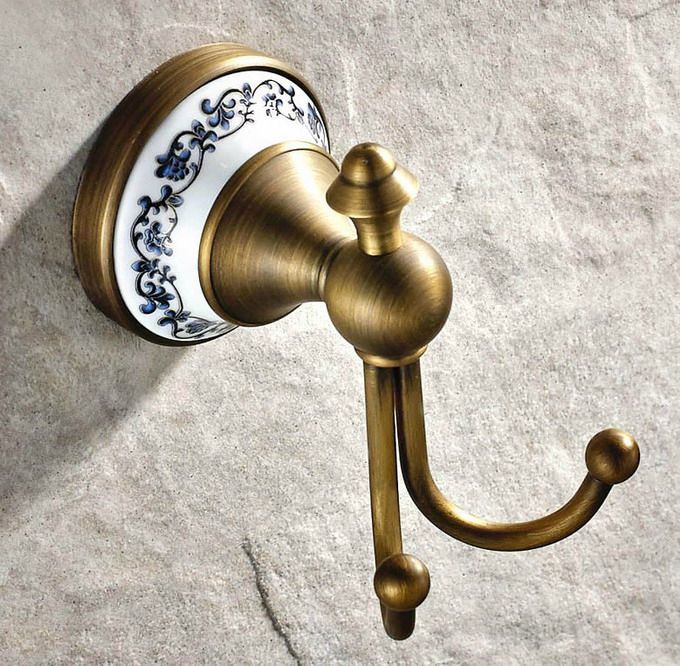 Antique Brass Ceramic Base Bathroom Accessories Set,Robe Hook,Paper Holder,Towel Bar,Soap Basket,Bathroom Hardware Set Kxz007