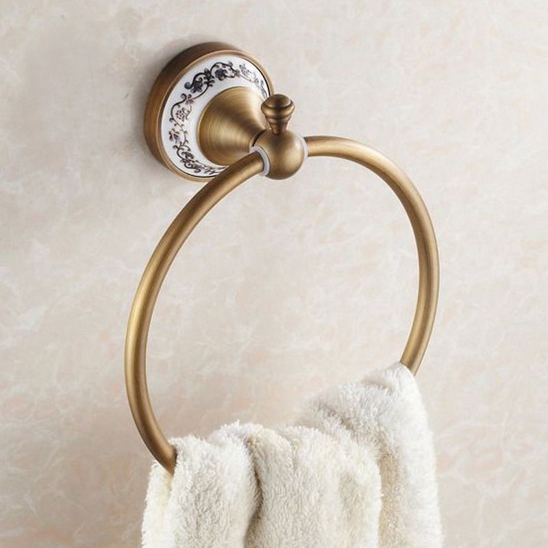 Antique Brass Ceramic Base Bathroom Accessories Set,Robe Hook,Paper Holder,Towel Bar,Soap Basket,Bathroom Hardware Set Kxz007
