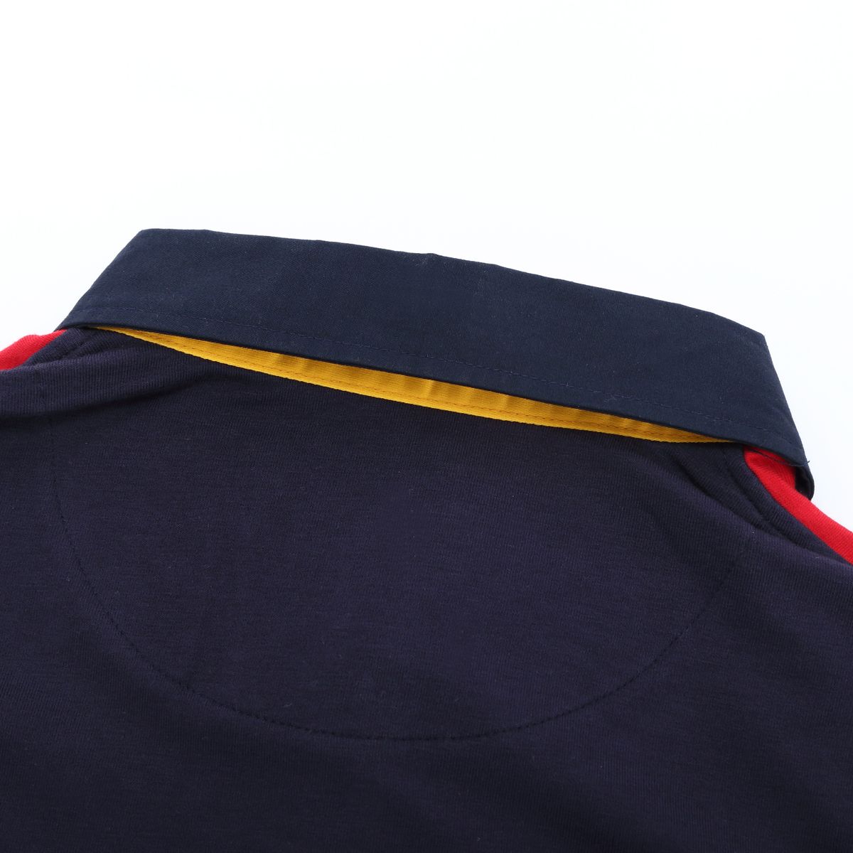 Men's Long Sleeve Color Blocking Polo Shirt - Red/Navy