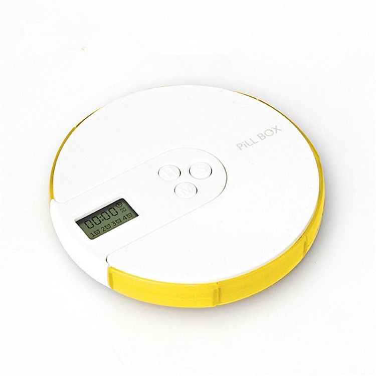 One Week Portable Timing Smart Pill Boxes Elder Reminding Electronic Medicine Box(Yellow)