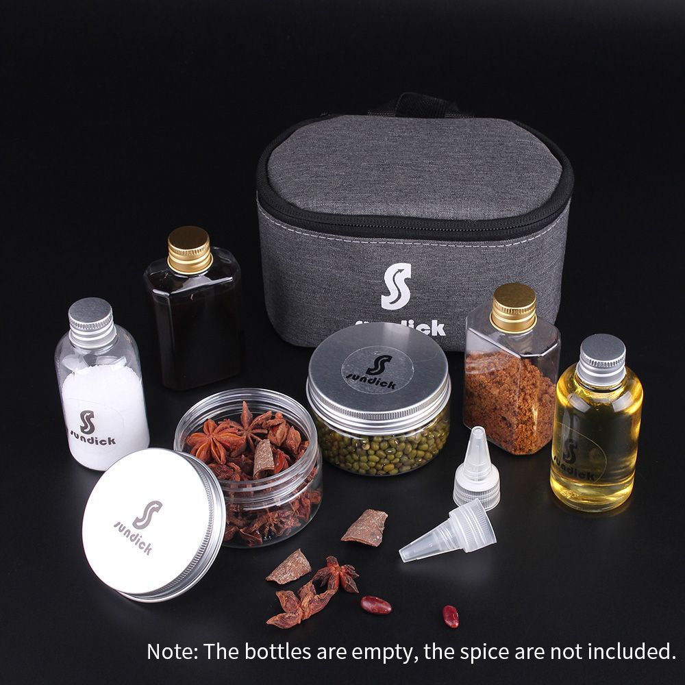7 PCS Spice Cruets Set Travel Size Salt Bottle BBQ Sauce
