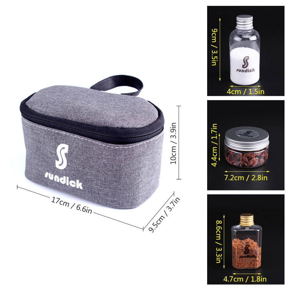 7 PCS Spice Cruets Set Travel Size Salt Bottle BBQ Sauce