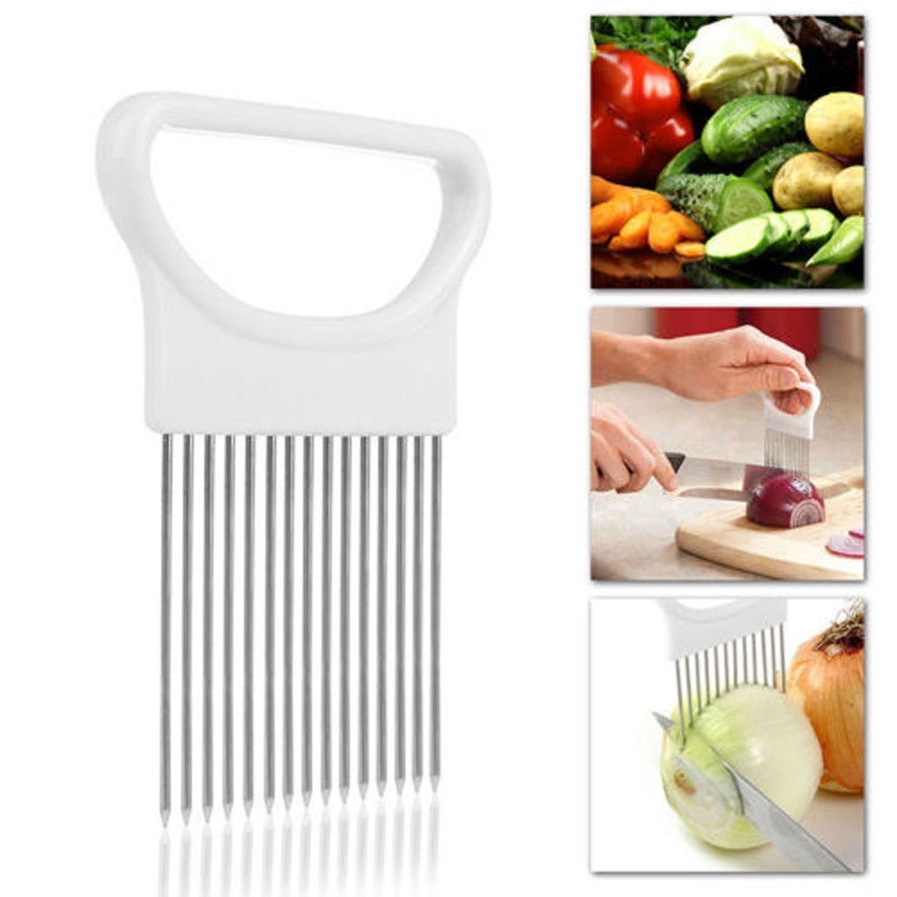 Tomato Onion Vegetables Slicer Cutting Aid Holder Guide Slicing Cutter Safe Fork
