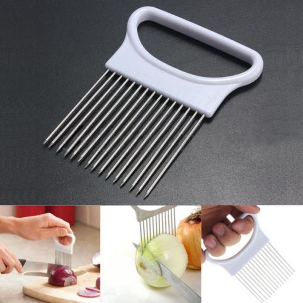 Tomato Onion Vegetables Slicer Cutting Aid Holder Guide Slicing Cutter Safe Fork