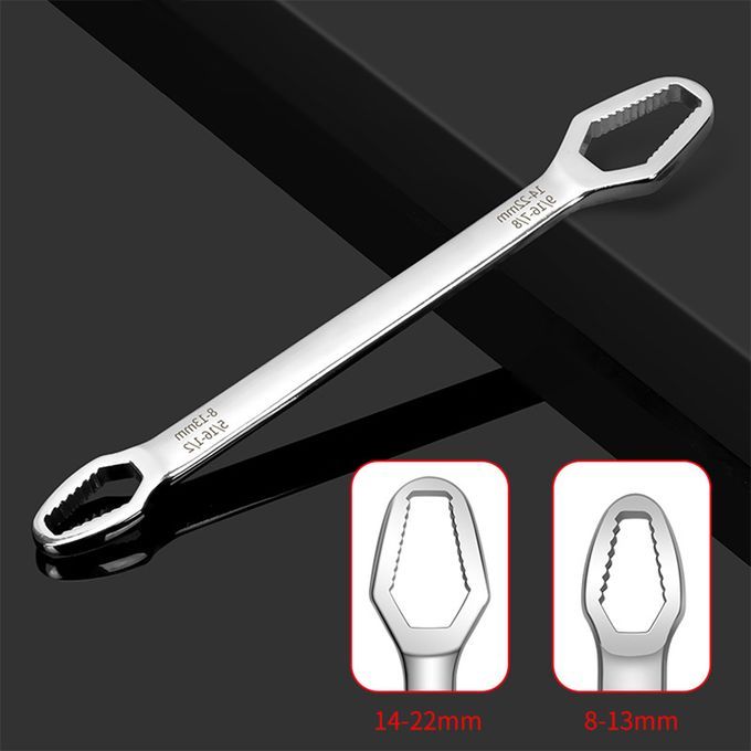 Adjustable Wrench Ratchet Spanner Self-Tightening DIY Silver