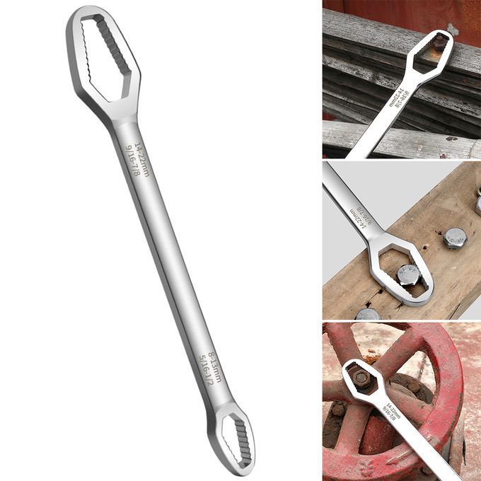 Adjustable Wrench Ratchet Spanner Self-Tightening DIY Silver
