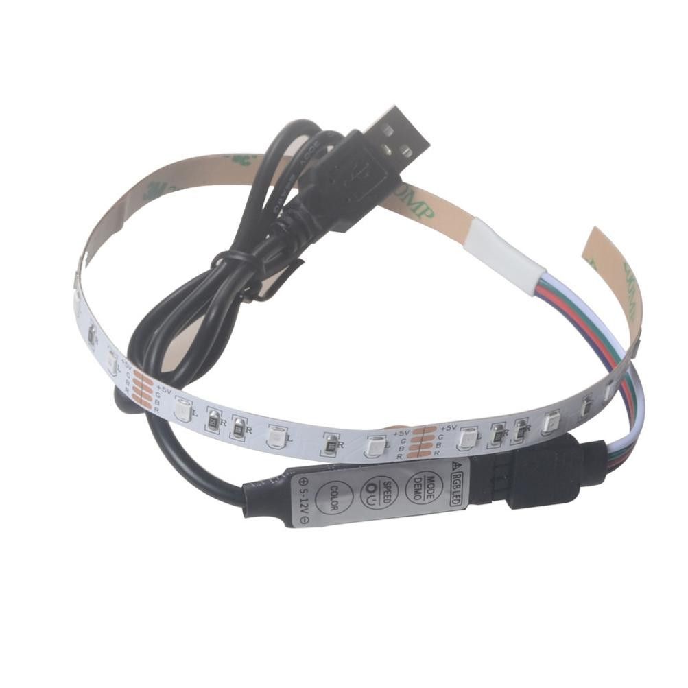 USB 5V 2835 12SMD 20CM RGB LED Strip Light Bar TV Back Lighting Kit