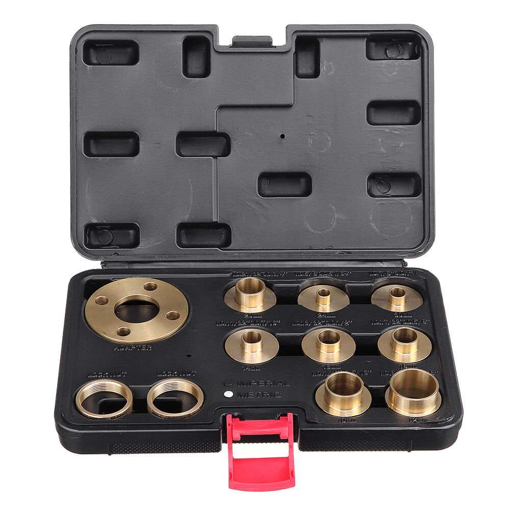 11pcs Woodworking Router Bushing Guide 10-30mm Copper