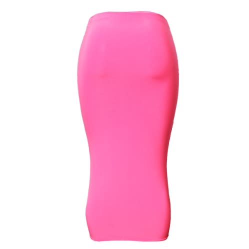Slinky Neon Midaxi Skirt - Pink
