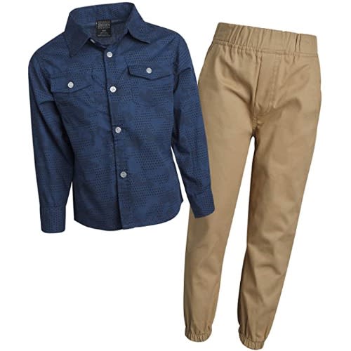 Boy's 2 Pieces Long Sleeves Shirt & Pull On Joggers Pants