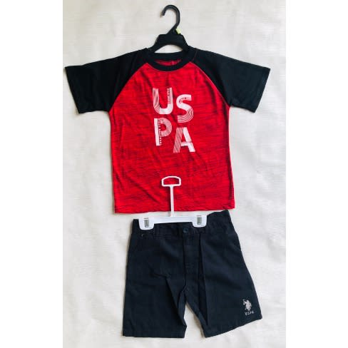 Boys Tshirt And Short Set- Black And Red