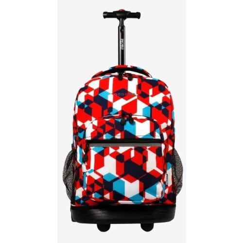 18" Red Cubes Sunrise Rolling Backpack