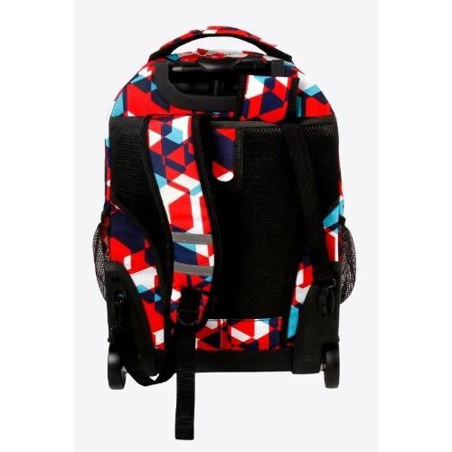 18" Red Cubes Sunrise Rolling Backpack