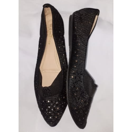 Pointed Caribbean Comfortable Female Flat Shoe - Black