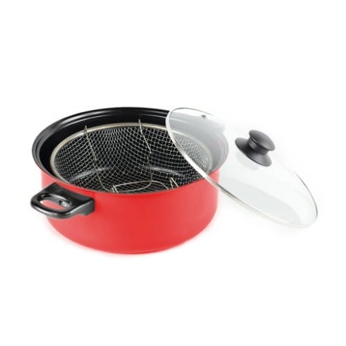 24cm Non Stick Stir & Fry Pan Stock Pot With Glass Lid