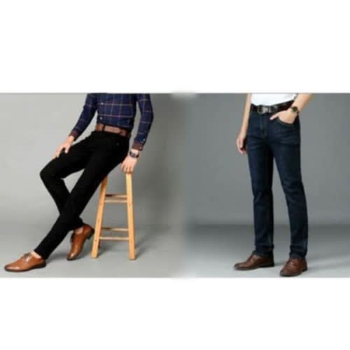 2 In 1 Men's Plain Jeans - Black And Blue