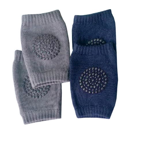 2 Pairs Of Baby Crawling Knee Pads Protectors - Navy Blue & Deep Grey