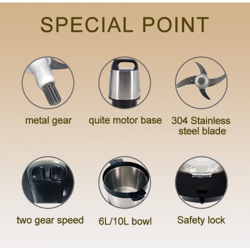 Bosth  - Yam Pounder And Food Processor - 6L - 1500W