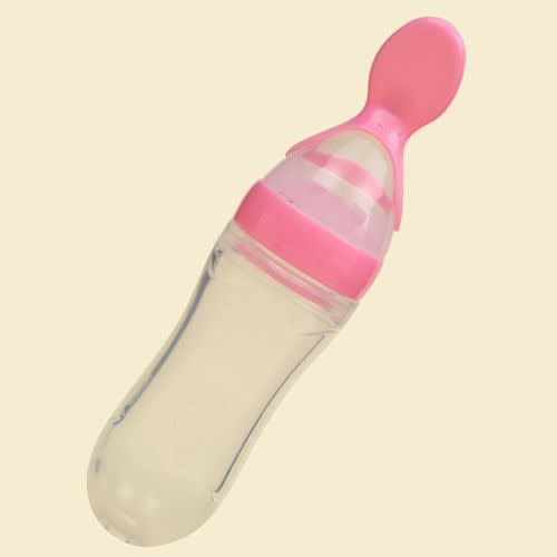 Silicone Baby Squeezing Spoon Feeding Bottle Training Feeder