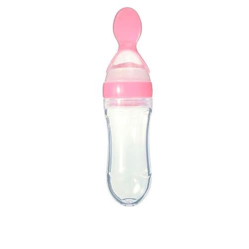 Silicone Baby Squeezing Spoon Feeding Bottle Training Feeder