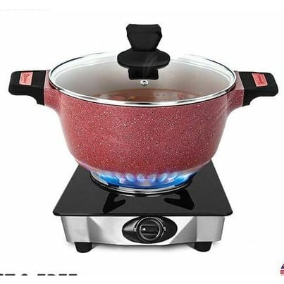 Nea Stockpot Marble Effect - 20cm - Red