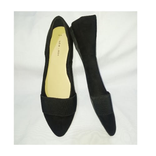 Ladies Pointed Office Flat Shoes - Black