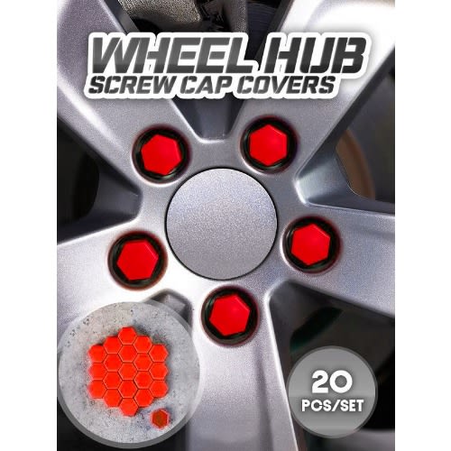 Car-styling Silica Gel Car Wheel Nut Protection Cover- Red - 20 pcs
