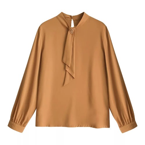 Neck Detail Blouse - Brown