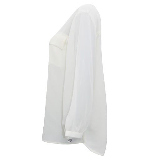Ivory Semi Sheer Chiffon Crepe Blouse
