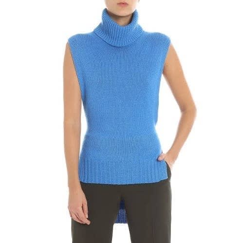 Sleeveless Turtleneck Top - Blue