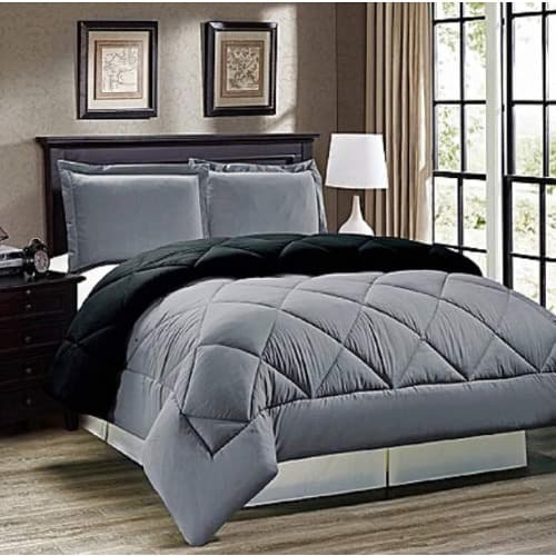 Plain Front And Back Duvet - Grey And Black