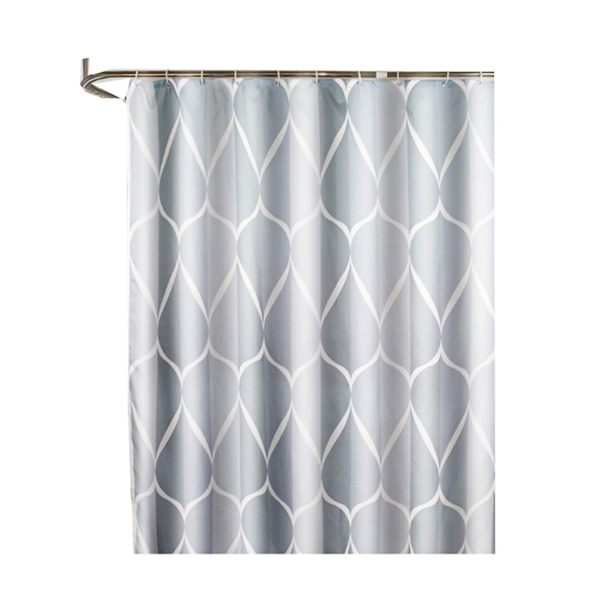1pc Waterproof Shower Curtain With Hooks Geometric Printed