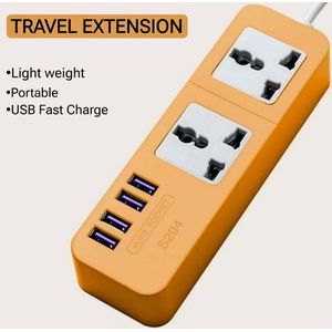 Universal Charger HUB W/ 2 Power Socket & 4 USB Port 5V4A