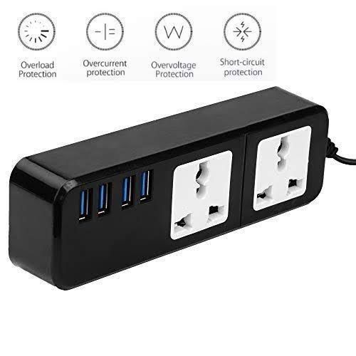 Universal Charger HUB W/ 2 Power Socket & 4 USB Port 5V4A