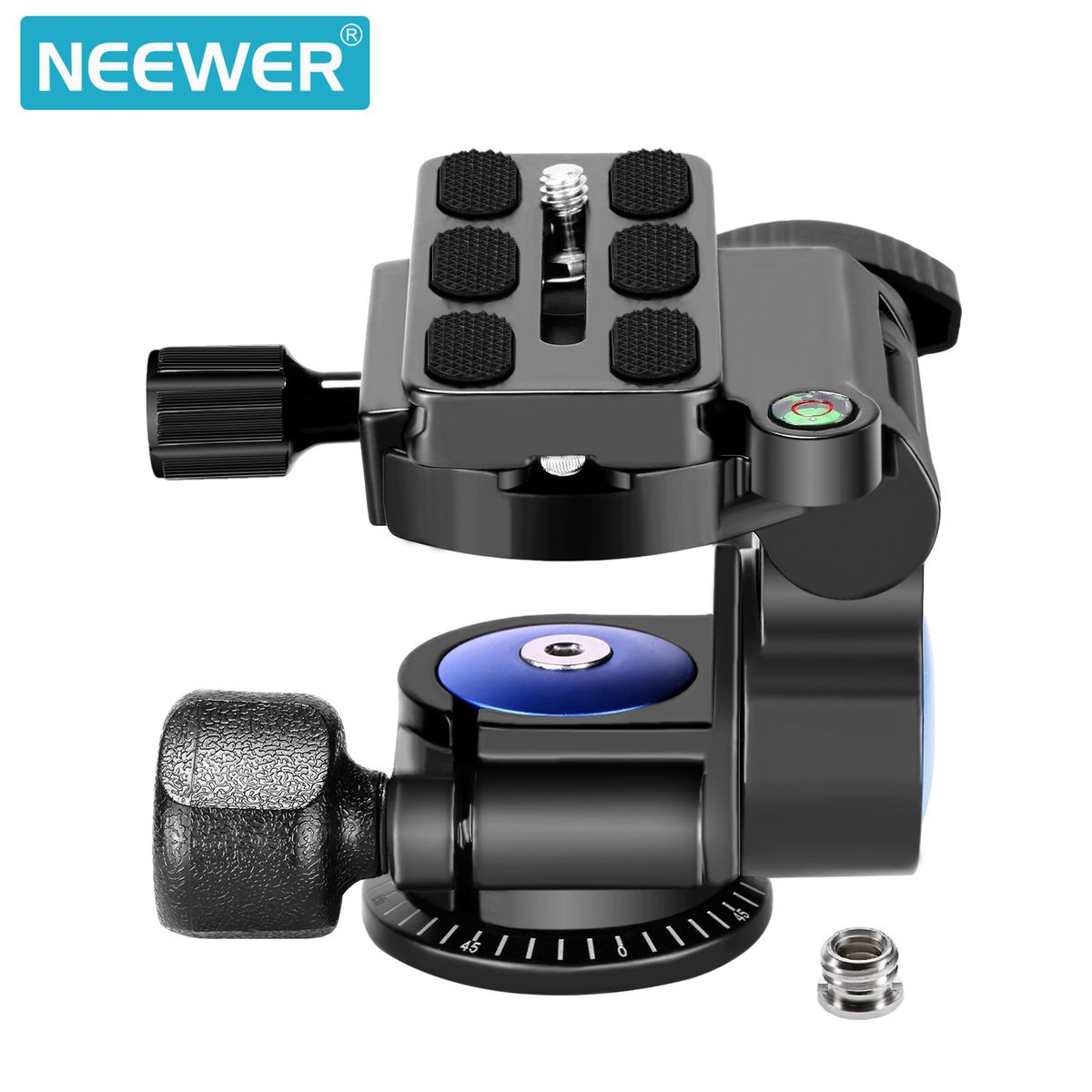 Heavy Duty Camera Tripod Handle Ball Head With 1/4 Inch Quick Shoe Plate,Three-Dimensional 360 Degree Rotation For Tripod,Monopod,Slider,DSLR Camera,Camcorder,Load Up To 22 Pounds/10 Kilograms