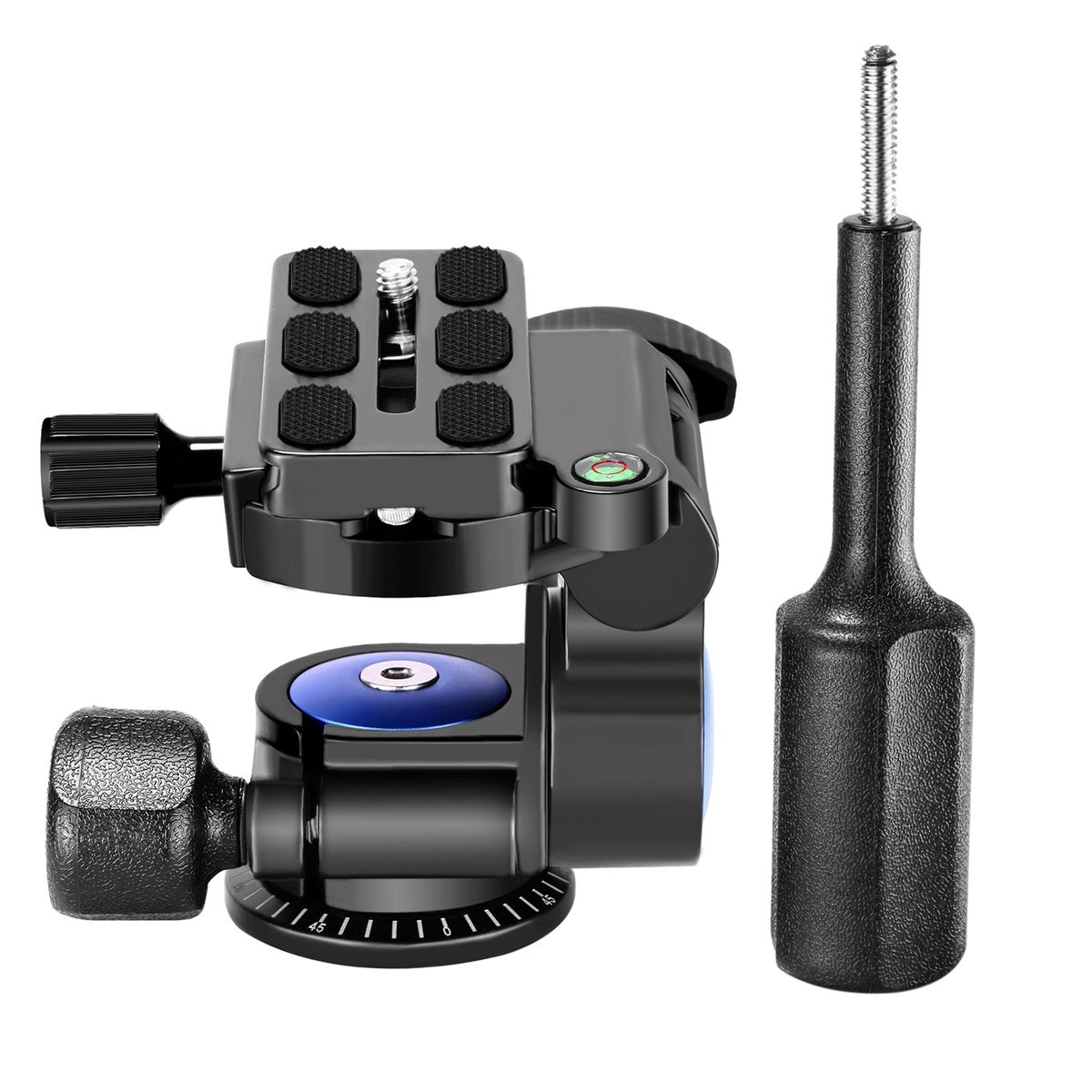 Heavy Duty Camera Tripod Handle Ball Head With 1/4 Inch Quick Shoe Plate,Three-Dimensional 360 Degree Rotation For Tripod,Monopod,Slider,DSLR Camera,Camcorder,Load Up To 22 Pounds/10 Kilograms