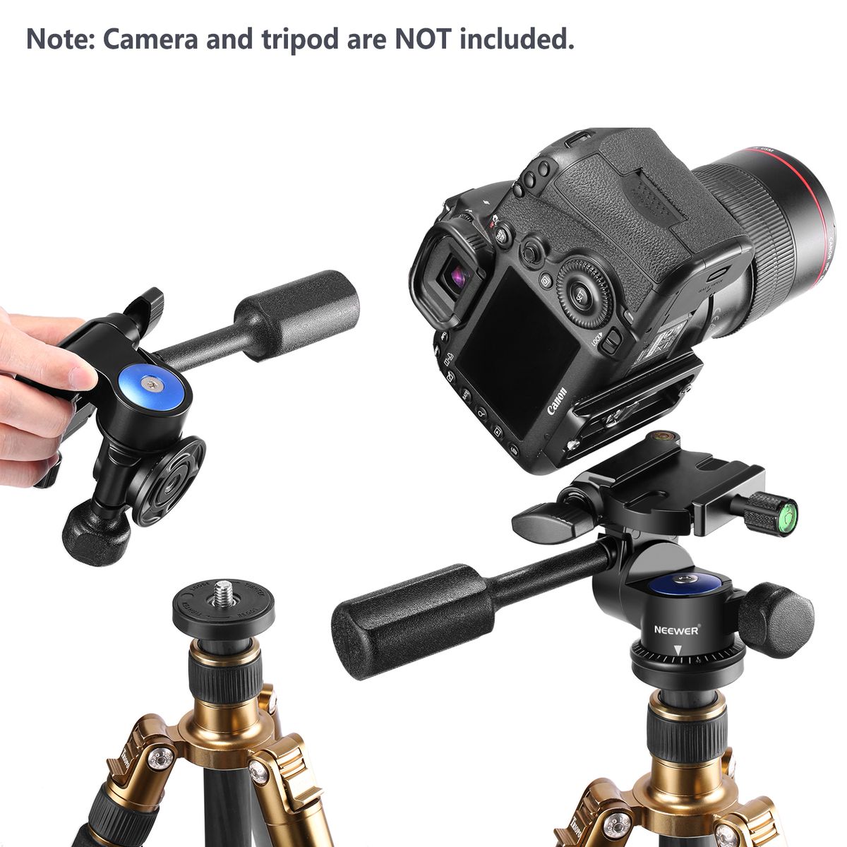 Heavy Duty Camera Tripod Handle Ball Head With 1/4 Inch Quick Shoe Plate,Three-Dimensional 360 Degree Rotation For Tripod,Monopod,Slider,DSLR Camera,Camcorder,Load Up To 22 Pounds/10 Kilograms