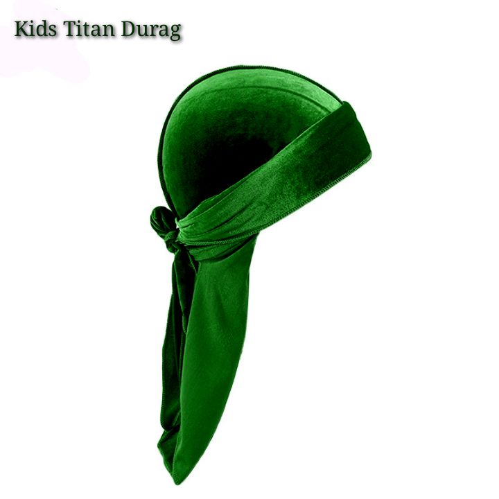 New Kids Plain Green Velvet Titan Durag