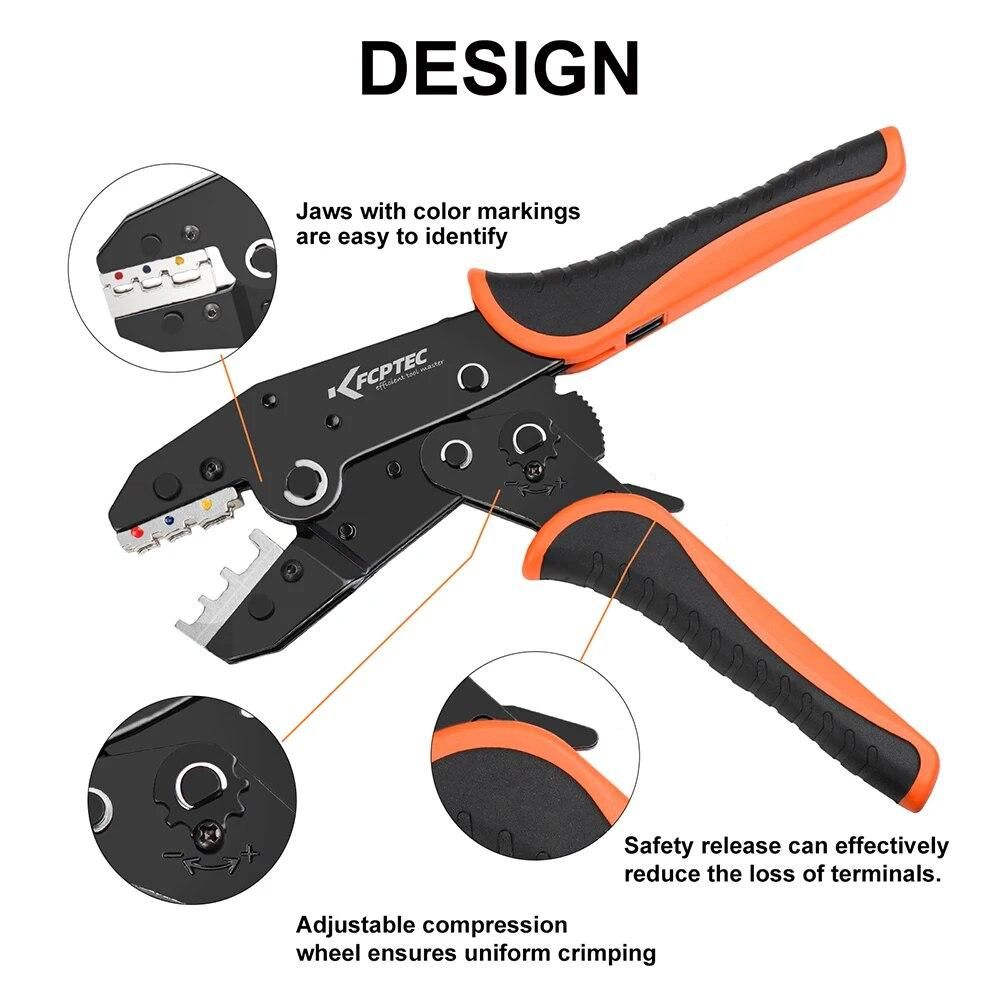 Crimping Tool Set 5PCS Ratchet Wire Crimper Kit Quick Exchange Jaw