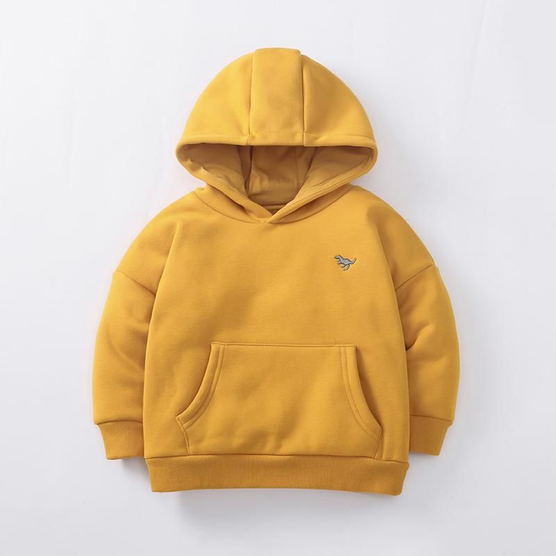 Factory Wholesale Boy's Hoody Winter Thicken Thermal Baby's Top Solid Color Cold-Proof Hoo