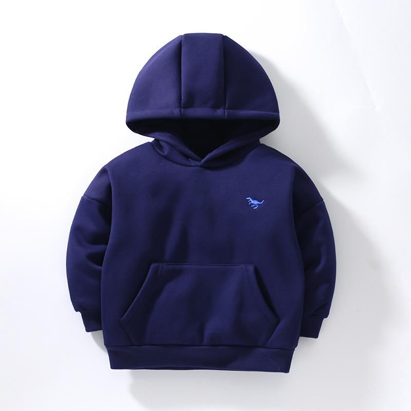 Factory Wholesale Boy's Hoody Winter Thicken Thermal Baby's Top Solid Color Cold-Proof Hoo