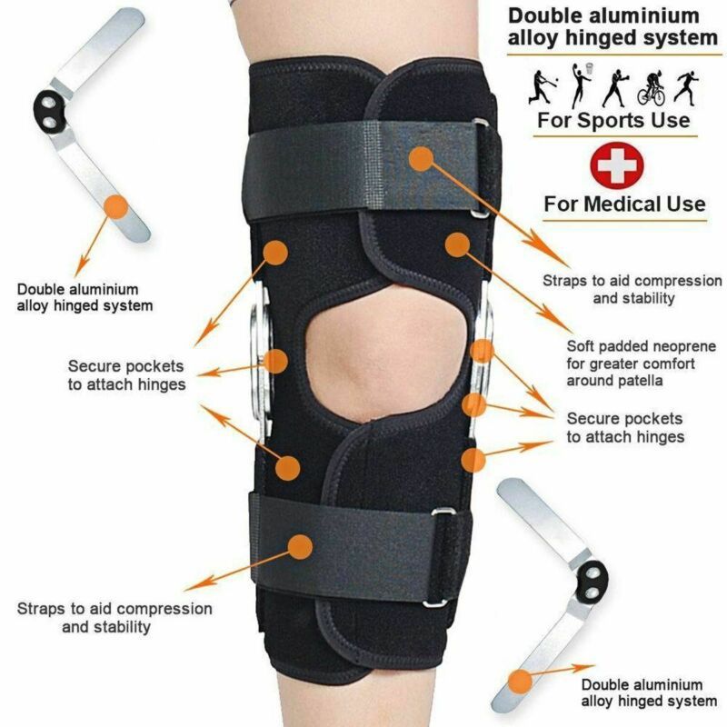 1Pc Hinged Knee Arthritis Support Guard Stabilizer Strap Wrap Sports Knee Pads Brace Adults Sport Knee Sleeve Support(#Black)