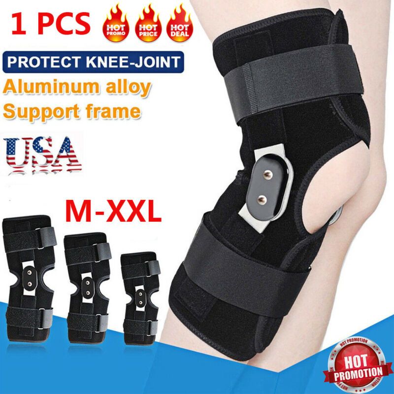 1Pc Hinged Knee Arthritis Support Guard Stabilizer Strap Wrap Sports Knee Pads Brace Adults Sport Knee Sleeve Support(#Black)