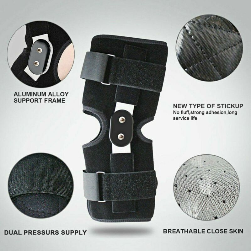 1Pc Hinged Knee Arthritis Support Guard Stabilizer Strap Wrap Sports Knee Pads Brace Adults Sport Knee Sleeve Support(#Black)