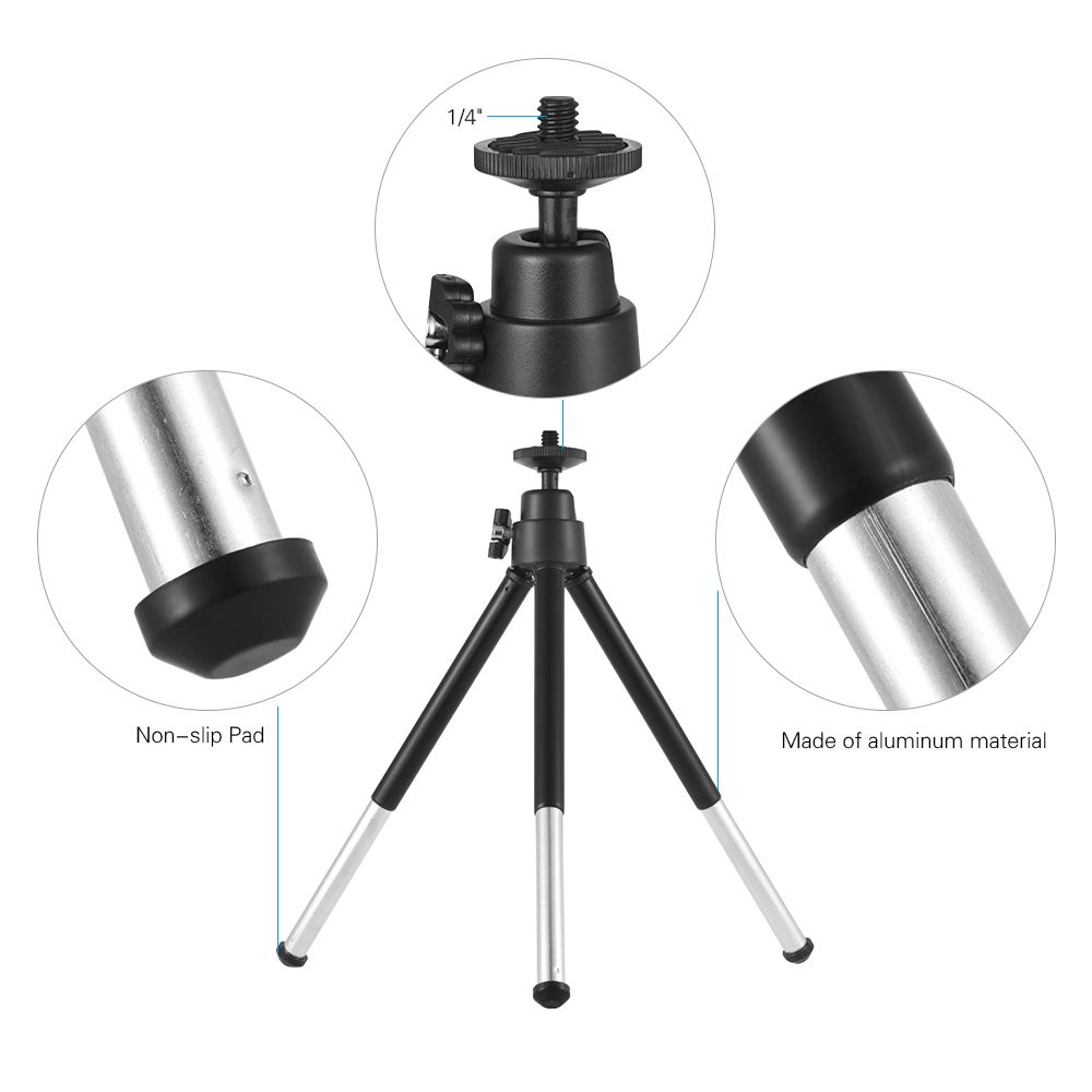 Mini Tripod 2-Section Extendable Desktop Tripod Stand Holder